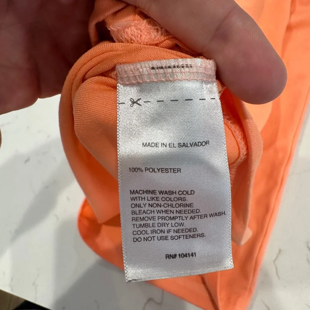 Reebok PlayDry Orange V-Neck Performance T-Shirt Womens Small Short Sleeve